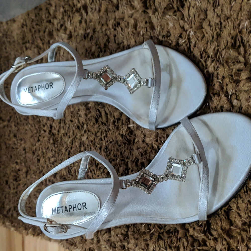 Silver Jeweled Heels